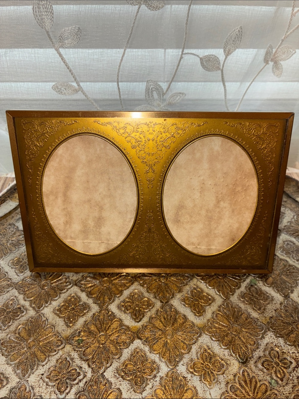 Vintage Gold-Toned Double Oval Picture Frame